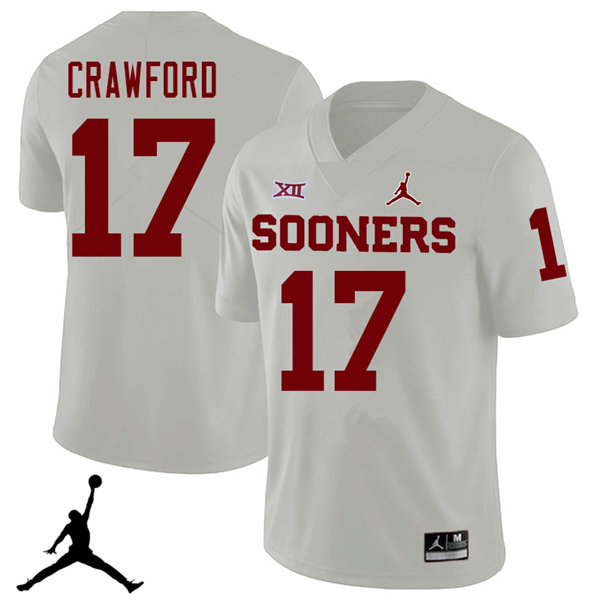 Jordan Brand Men #17 Jaquayln Crawford Oklahoma Sooners 2018 College Football Jerseys Sale-White